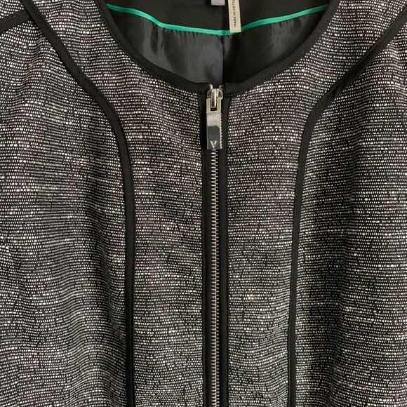 Vince Camuto Black Textured Zip Front Blazer Jacket Size 14 - Picture 3 of 7